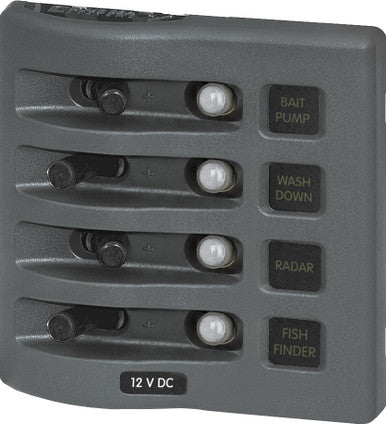 PANEL DE SWITCH 4 POSICIONES BLUE SEA SYSTEMS 4374-BSS GRIS 12 V