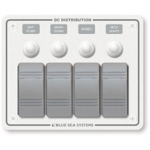 PANEL DE SWITCH 4 POSICIONES BLUE SEA SYSTEMS 8272-BSS BLANCO 12 V